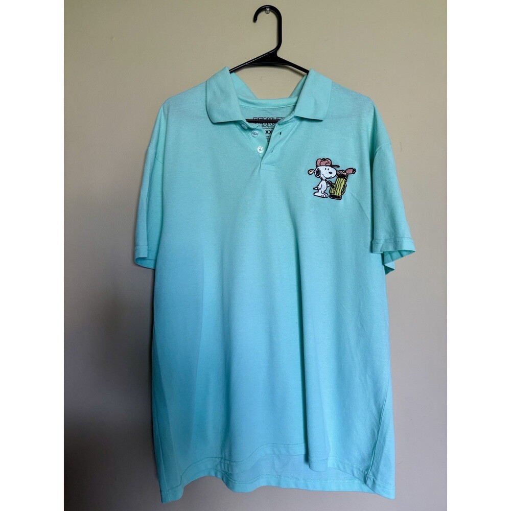 Peanuts Snoopy Golf Club Bag Polo Men’s 2XL Mint Green Embroidered